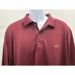 Greg Norman 2XL Maroon Shark Logo Golf Polo Shirt Performance Moisture-Wicking